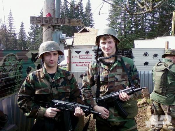 Me with German ww2 era style helmet